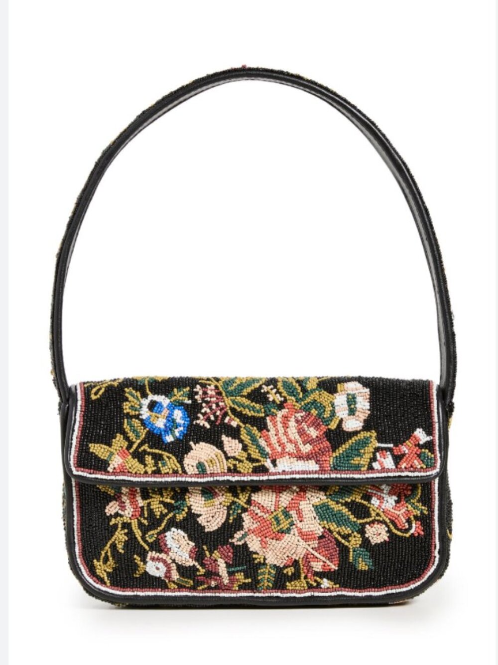 STAUD Tommy Beaded Bag, Black Floral - Picture 1 of 11